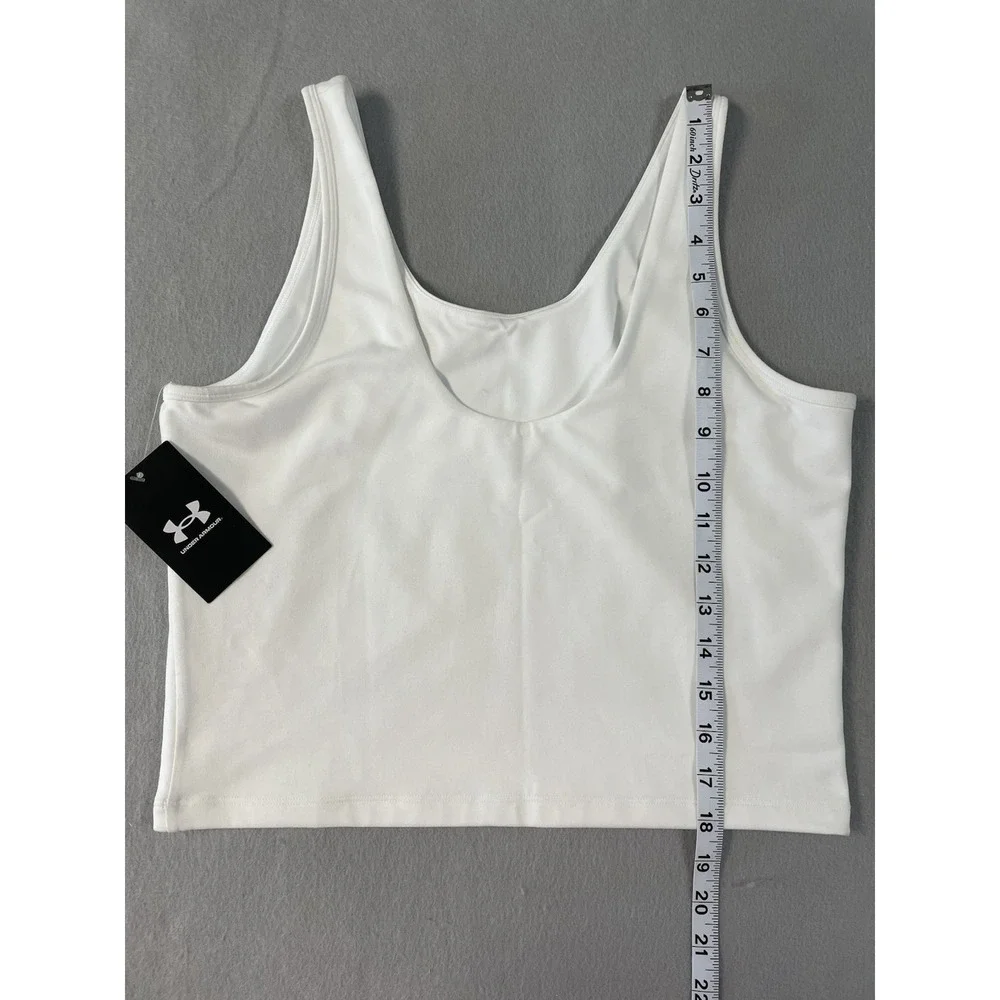 NWT Under Armour Fitted Motion Crop Tank Top White Womens‎ Athletic Sz XL